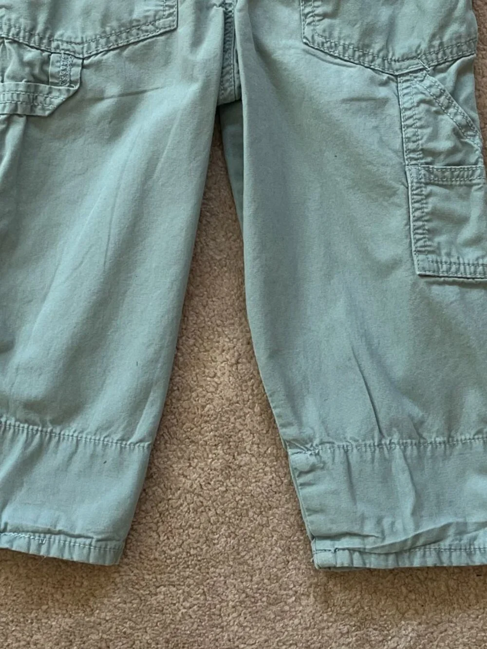 Oshkosh B'Gosh Youth Unisex 100% Cotton Green Overalls Plaid Lining Size 3T